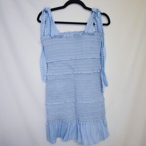Light Blue Smocked Mini Dress